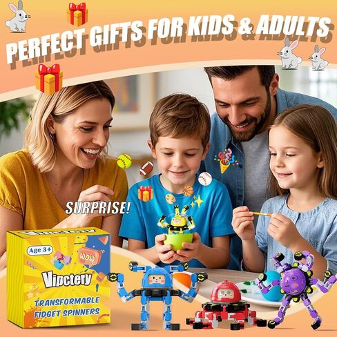 Transformable Fidget Spinners 4Pcs Fidget Toys for Kids Teens Adults Easter Basket Stuffers Toddlers Sensory Toys with Autism ADHD Gifts for Boys Girls Party Favors Travel Activities in Saudi Arabia