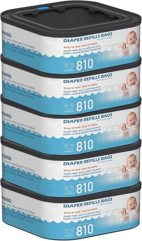 Jumbo Square Refills Disposal Bags Refill Compatible with Diaper Genie Compact, Select and Classic Pails, Hold Up to 810 Newborn-Sized Diapers Per Refill, Pack of 6 in Kuwait