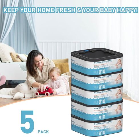 Jumbo Square Refills Disposal Bags Refill Compatible with Diaper Genie Compact, Select and Classic Pails, Hold Up to 810 Newborn-Sized Diapers Per Refill, Pack of 6 in Kuwait
