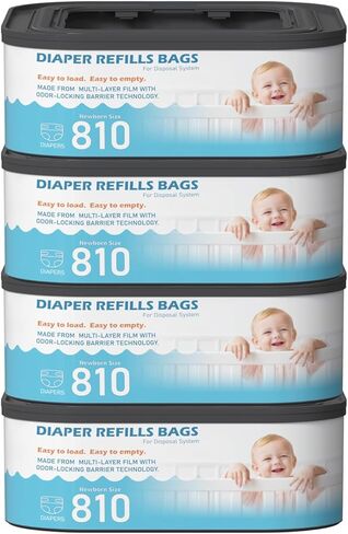 Jumbo Square Refills Disposal Bags Refill Compatible with Diaper Genie Compact, Select and Classic Pails, Hold Up to 810 Newborn-Sized Diapers Per Refill, Pack of 6 in Kuwait