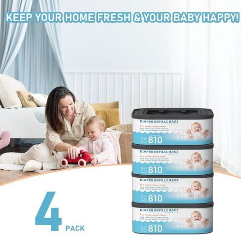 Jumbo Square Refills Disposal Bags Refill Compatible with Diaper Genie Compact, Select and Classic Pails, Hold Up to 810 Newborn-Sized Diapers Per Refill, Pack of 6 in Kuwait