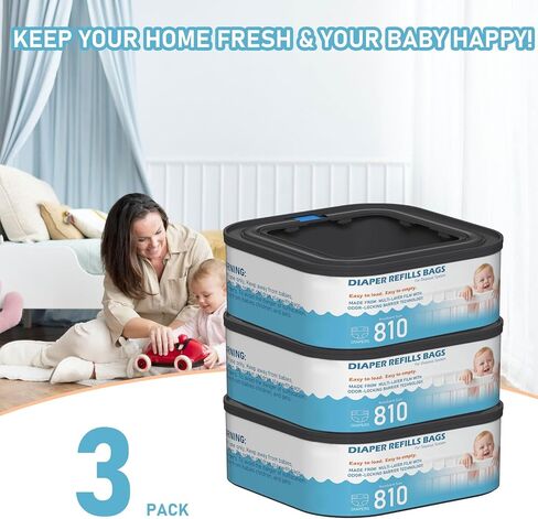 Jumbo Square Refills Disposal Bags Refill Compatible with Diaper Genie Compact, Select and Classic Pails, Hold Up to 810 Newborn-Sized Diapers Per Refill, Pack of 6 in Kuwait