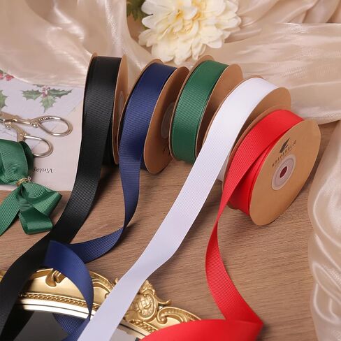 WRAPAHOLIC 7/8 Inch 25 Yard White Grosgrain Ribbon Roll,Premium Craft Ribbon for Gift Wrapping Floral Bouquets Wedding Invitation Card Party Decoration in Saudi Arabia