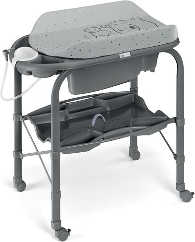 Sorelle Furniture Bagnetto Cambio Portable Baby Bathub مع طاولة متغيرة ، محطة تغيير حفاضات الأطفال القابلة للطي مع صينية تخزين ، وسادة مقاومة للماء ، وحافلة منظم الحضانة مع 4 عجلات in Kuwait