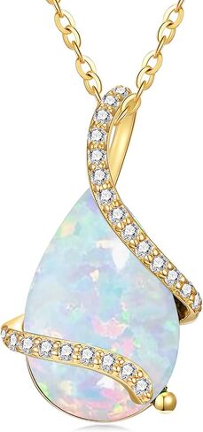 14K Solid Gold Teardrop Birthstone Necklace for Women, Real Gold 4CT Pear Shaped Green Gemstone and Moissanite Pendant Necklaces Mother's Day Birthday Christmas Gifts for Her Mom Nana, 16"+2" in Saudi Arabia