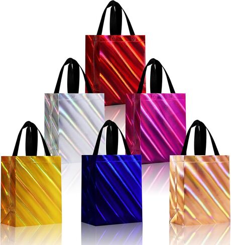 cabzymx 7 Pcs Unique Multicolor Small Gift Bags with 7 Colors, 8 x 3.9 x 9.8 In Non-woven Reusable Party Bags Bulk for Holiday, Birthday, Wedding, Christmas, Parties in Saudi Arabia