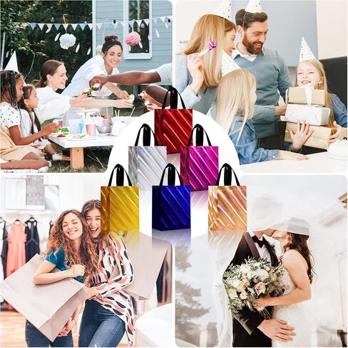 cabzymx 7 Pcs Unique Multicolor Small Gift Bags with 7 Colors, 8 x 3.9 x 9.8 In Non-woven Reusable Party Bags Bulk for Holiday, Birthday, Wedding, Christmas, Parties in Saudi Arabia