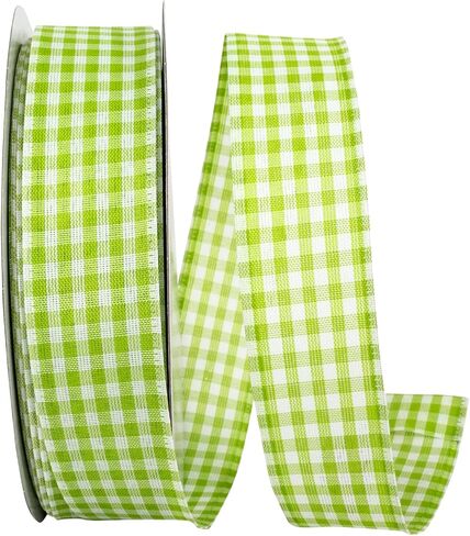 Reliant Ribbon 90052W-079-40F Great Gingham 3 Value Lired Edge Ribbon ، 2-1/2 inch × 10 ياردة ، أصفر in Kuwait