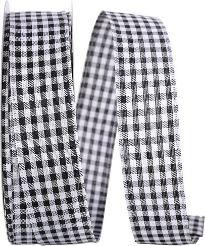 Reliant Ribbon 90052W-079-40F Great Gingham 3 Value Lired Edge Ribbon ، 2-1/2 inch × 10 ياردة ، أصفر in Kuwait