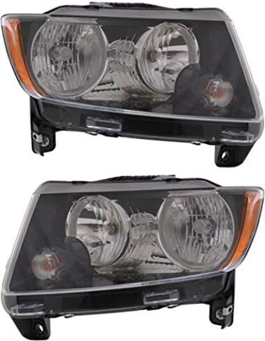 السائق Garage-Pro ومصباح الأمامي الجانبي للركاب لـ Jeep Compass 2013-2017 مع رمز المصابيح LMB ، W/O Projector ، W/Black Trim يستبدل # 68171214AC ، 68171214AB ، 68171215AC ، 68171215AB in Saudi Arabia