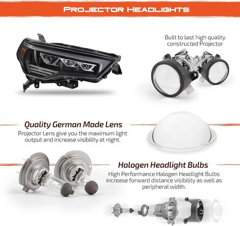 AKKON - Fits 2014-2023 Toyota 4Runner [Halogen Type] Projector Black Headlights Pair Driver+Passenger w/LED Tube Signal in Saudi Arabia