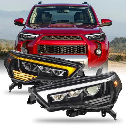 AKKON - Fits 2014-2023 Toyota 4Runner [Halogen Type] Projector Black Headlights Pair Driver+Passenger w/LED Tube Signal in Saudi Arabia