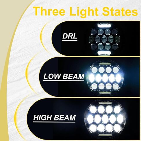 7 بوصة 7 '' المصابيح الأمامية LED متوافقة مع 2007-2015 Jeep Wrangler JK 2 Door/1997-2006 Wrangler TJ/1976-1986 Wrangler CJ-7 Black Housing 2PC in Kuwait