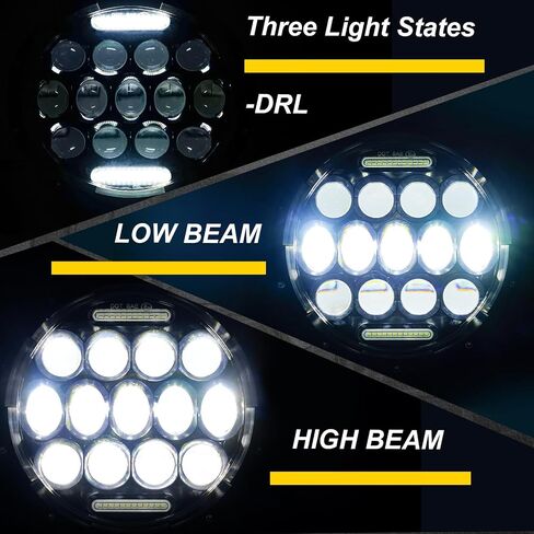 7 بوصة 7 '' المصابيح الأمامية LED متوافقة مع 2007-2015 Jeep Wrangler JK 2 Door/1997-2006 Wrangler TJ/1976-1986 Wrangler CJ-7 Black Housing 2PC in Kuwait