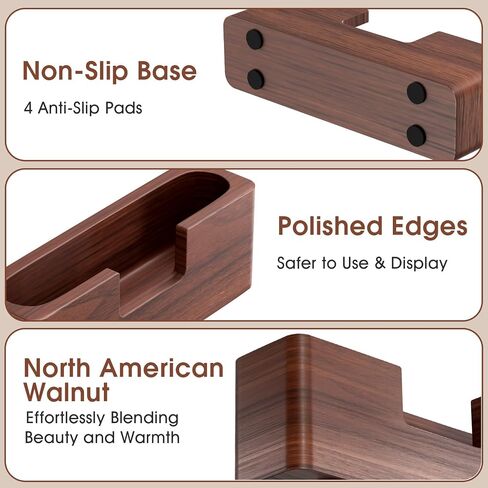 MaxGear Walnut Wood Business Card Holder for Desk, Elegant Wooden Display Stand, Rectangle Office Card Organizer, Professional Desktop Stand for Business Cards in Saudi Arabia