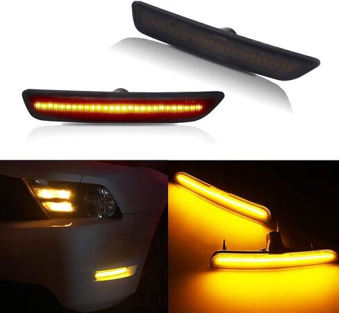 GTINTHEBOX Smoked Lens Amber LED Front Side Marker Light Lamps Kits for 2010-2014 Ford Mustang in Saudi Arabia