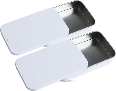 2 Pcs Mini Metal Slide Top Tin Containers 3.15 x 1.97 x 0.59 Inch, Portable Storage Containers for First Aid Kit, Survival Kits, Storage, Herbs Pills Crafts(Silver) in Saudi Arabia