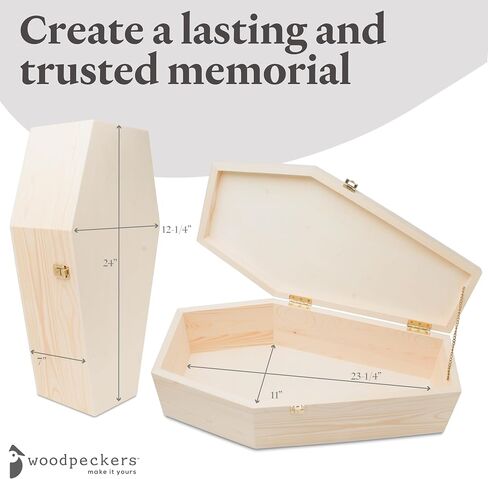 Pet Casket - 30 "صندوق دفن خشبي للكلاب والقطط ، تابوت بتولا البلطيق القوي والآمن مع غطاء مفصلي ، نصب تذكاري محب لدفن الأليفة الكريم in Saudi Arabia