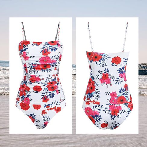 ZAFUL Womens Tankini Swimsuits 2025 Spaghetti Strap Two Pieces Ruched Top Tummy Control High Waisted Bottom Bathing Suits in Saudi Arabia