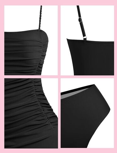 ZAFUL Womens Tankini Swimsuits 2025 Spaghetti Strap Two Pieces Ruched Top Tummy Control High Waisted Bottom Bathing Suits in Saudi Arabia