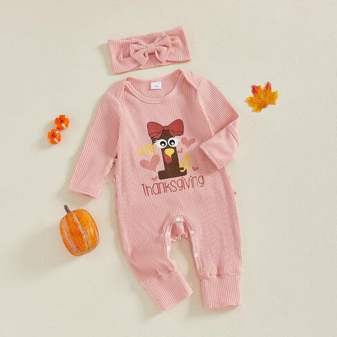 Kuriozud Baby Girl Footie Pajamas Newborn Preemie Girl Ruffle Jumpsuit Onesie Long Sleeve Romper Pjs Easter Outfits Clothes in Kuwait