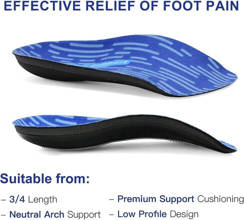 3/4 Length Orthotic Shoe Inserts for Heel & Foot Pain Relief, High Arch SupportOrthopedic Insoles,Plantar Fasciitis Arch Support Insoles for Women & Men (3/4 Blue, XS) in Saudi Arabia