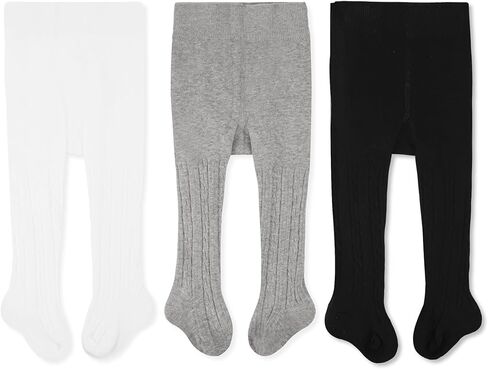 Cozyway Baby Ports - طفلة ولود Leggins كابل متماسكة المريحة القطن الرضيع 6-12 شهرًا متعدد الألوان - 3 عبوة in Kuwait