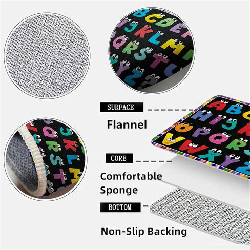 Kids Area Rug English Characters ABC and Math Symbols Learning Carpets, Lovely Black Foldable Large Area Rugs Perfect for Dining Room Bedside Kids Boys Bedroom Playroom Hallway, 6x9ft in Saudi Arabia