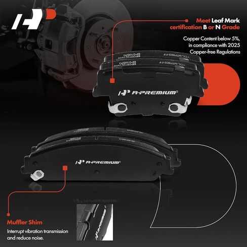 مجموعة فرامل القرص الخزفية الأمامية والخلفية A-Premium متوافقة مع موديلات Chrysler و Dodge-300 2005-2020 ، Avenger 2014 ، Challenger 2009-2000 ، Charger 2006-2020 ، Magnum 2005-2008 in Saudi Arabia