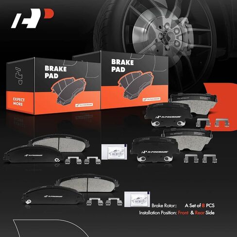 مجموعة فرامل القرص الخزفية الأمامية والخلفية A-Premium متوافقة مع موديلات Chrysler و Dodge-300 2005-2020 ، Avenger 2014 ، Challenger 2009-2000 ، Charger 2006-2020 ، Magnum 2005-2008 in Saudi Arabia