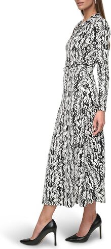 DKNY Women Long Long Collared Neck Collared Collared Belt Belt Belt Maxi Dress in Kuwait