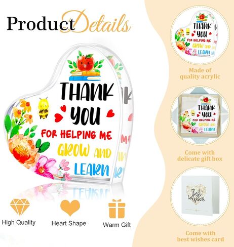 FaCraft Teacher Appreciation Gifts for Women Teacher Keepsake and Paperweight Gifts from Student End of Year Teacher Gifts for Graduation,First Last Day of School Appreciation Day Gifts for Teachers in Kuwait