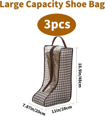3 Pack Portable Boots Storage Bags, Waterproof and Dustproof Shoe Protector Bag for Travel,Transparent Boot Cover Organizer with Handles for Men and Women (Long Style) in Saudi Arabia