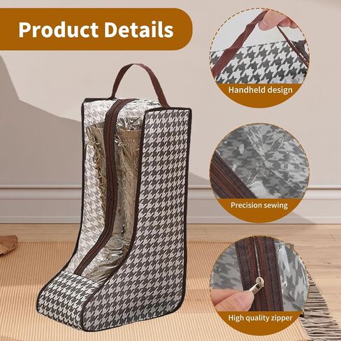 3 Pack Portable Boots Storage Bags, Waterproof and Dustproof Shoe Protector Bag for Travel,Transparent Boot Cover Organizer with Handles for Men and Women (Long Style) in Saudi Arabia