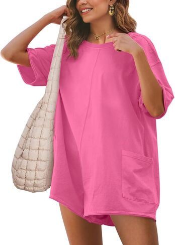 Glamaker Women's Summer Tee Romper Romper Disual Romper Romper Onesie Lackless Sorts Sombsuit Suils Sails in Kuwait