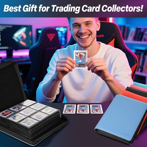 9 Pocket TopLoader Binder, Holds 360 3"x4" Toploader Hard Cases, Sleeves Card Collection Binder, 20 Double Sided Pages, Compatible with Trading & Sports Holder - Red in Kuwait