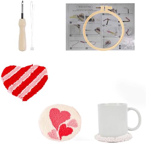 Huacan 7 Pcs Breakfast Punch Needle Coaster Kit, Punch Needle Embroidery Kit for Adults Beginners in Saudi Arabia