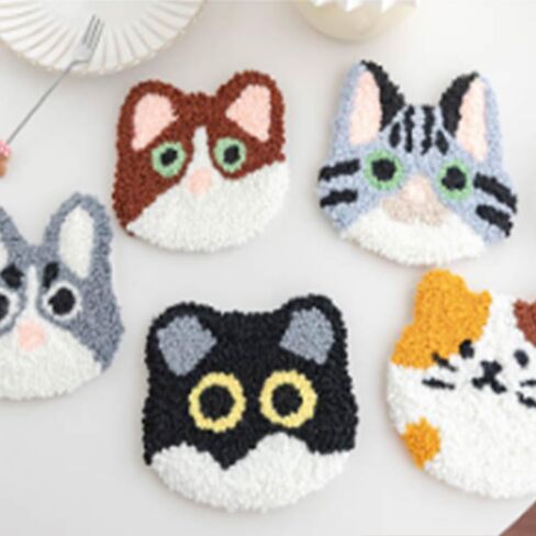 Huacan 7 Pcs Breakfast Punch Needle Coaster Kit, Punch Needle Embroidery Kit for Adults Beginners in Saudi Arabia