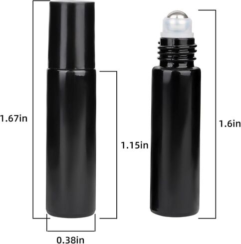 10ML Glass Essential Oil Roller Bottles,24 Pack black Oil Roller Bottles for Essential Oils, refillable rollerball bottle(24 Labels, Opener, Funnel, Dropper Included) in Kuwait