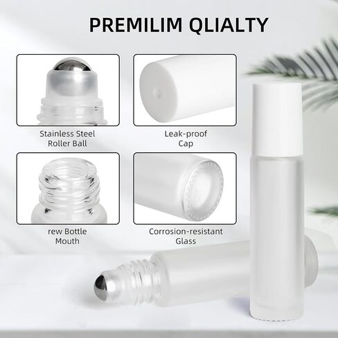 10ML Glass Essential Oil Roller Bottles,24 Pack black Oil Roller Bottles for Essential Oils, refillable rollerball bottle(24 Labels, Opener, Funnel, Dropper Included) in Kuwait