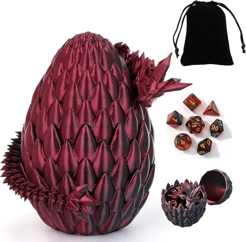 DND Dice Set, 7pcs Polyhedral Dice with 3D Dragon Egg Shell, Portable Dungeons and Dragons Dice with Organizer Bag for RPG/MTG (Blue&Green) in Kuwait