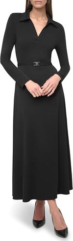 DKNY Women Long Long Collared Neck Collared Collared Belt Belt Belt Maxi Dress in Kuwait
