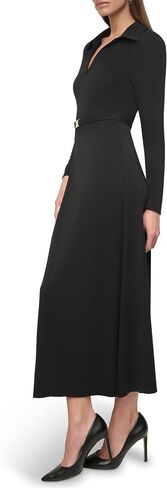 DKNY Women Long Long Collared Neck Collared Collared Belt Belt Belt Maxi Dress in Kuwait