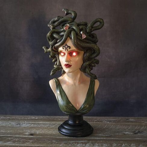 Pacific Giftware Medusa bust مع تمثال LED ، ارتفاع 15 بوصة ، راتنج ، متعدد الألوان ، ديكور المنزل ، ديكور الطاولة ، الهالوين in Saudi Arabia