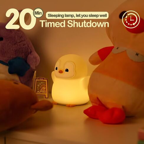 ATSUI Penguin Night Light, LED Squishy Novelty Animal Night Lamp, Food Grade Silicone, 2 Level Dimmable, Nursery Nightlight for Desk Decor, Funny Gifts Stuff for Boys Girls Baby, White Elephant Gifts in Kuwait