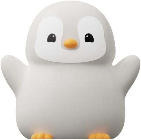 ATSUI Penguin Night Light, LED Squishy Novelty Animal Night Lamp, Food Grade Silicone, 2 Level Dimmable, Nursery Nightlight for Desk Decor, Funny Gifts Stuff for Boys Girls Baby, White Elephant Gifts in Kuwait