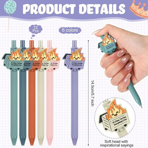 12 Pcs Volunteer Appreciation Gifts Dumpster Fire Office Gifts for Coworker Dispatcher Funny Ballpoint Pens Emotional Support Pens for Social Worker Team Coworker Teachers Nurses Women in Kuwait