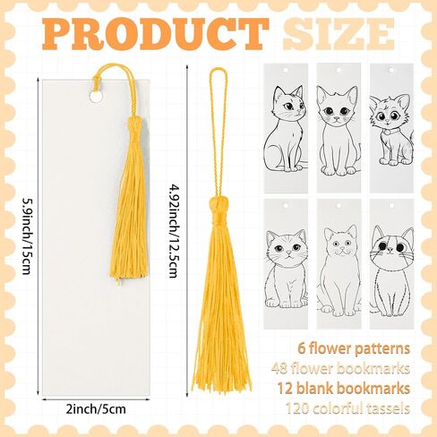 Sinmoe 120 Pcs Blank Bookmarks Card Stock Paper Bookmarks Colorful Tassels Craft DIY Bulk Blank Book Marks for Classroom Projects Gifts Tags Crafts 5.9 x 2 Inch in Saudi Arabia