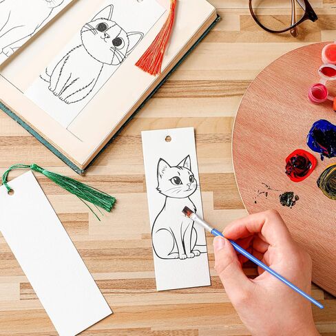 Sinmoe 120 Pcs Blank Bookmarks Card Stock Paper Bookmarks Colorful Tassels Craft DIY Bulk Blank Book Marks for Classroom Projects Gifts Tags Crafts 5.9 x 2 Inch in Saudi Arabia