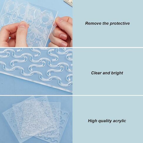 ORIGACH 4 Pcs Sashiko Template Coaster kit for Beginners Adults, All-in-one Sashiko Kit with Acrylic Sashiko Stencil, Needle, Thread, Cloth Instuction Accessories for DIY Coaster in Saudi Arabia